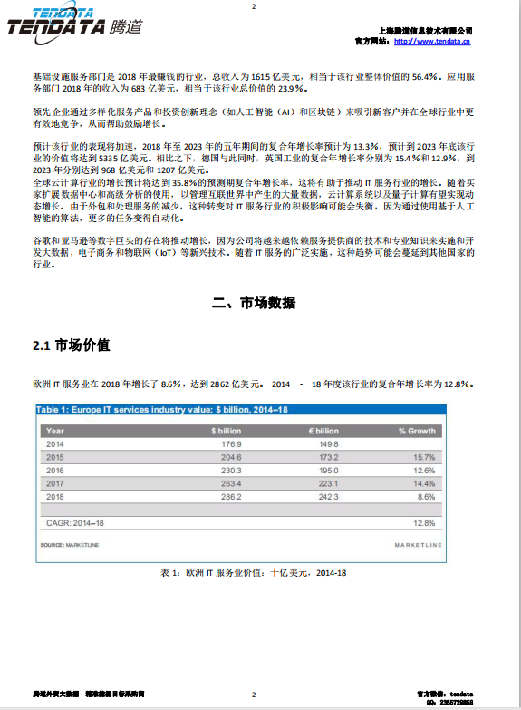 巅峰国际,欧洲IT服务行业,预测报告